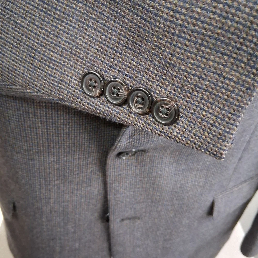 Lauren Ralph Lauren Tweed Sport Coat Mens 46R Blue Brown Wool Double Vent